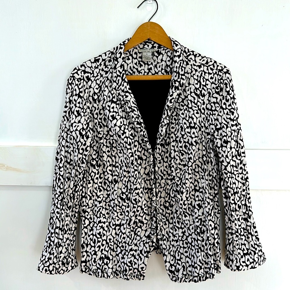 Alberto Malaki Vintage XL Black and White evening jacket / blazer Animal Print